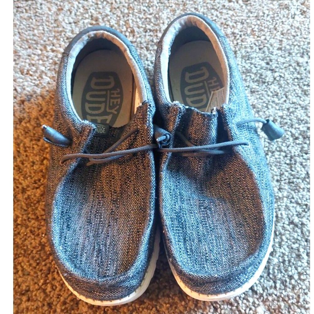 Hey Dude Wally Ascend Woven Abyss Dark Gray Slip On Shoes Women 9 Men 7